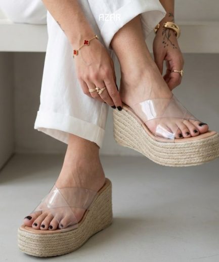 Sabot Compensée Halfa à Brides Transparentes Croisées AZ 505-2034