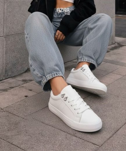 Baskets Basic Blanc à détails bijoux AZ 517-JA2508