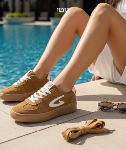 Sneakers en Daim Caramel et Détail Blanc AZ 510-SK02