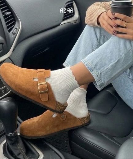 Mules style Boston en daim Caramel AZ 520-BBL-2