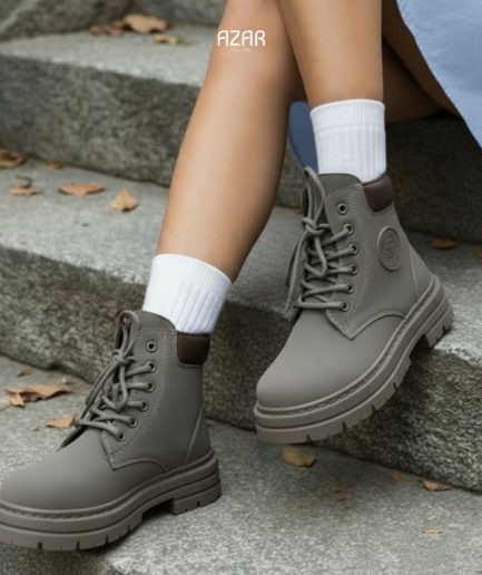 Bottines Gris style militaire à lacets AZ 517-JA2603