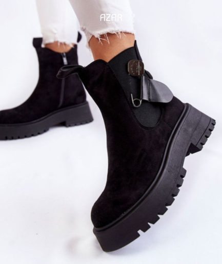 Bottines Noire en Daim à talon AZ 510-W58