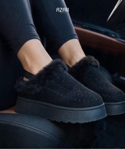 Pantoufles à plateforme UGG Noir avec Fourrure  AZ 517-5BF1252