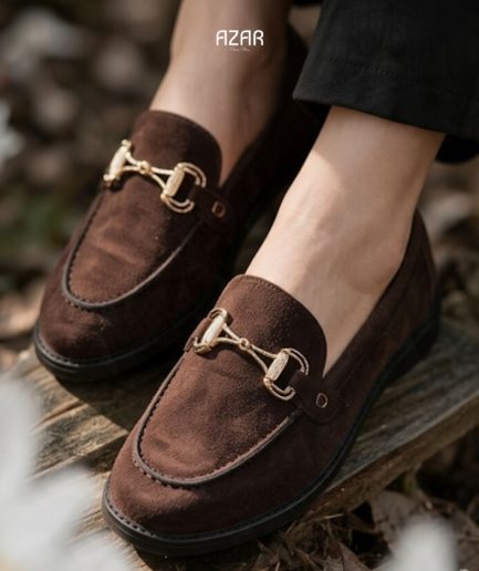 Mocassins en Daim Marron et Détail Doré AZ 516-6579