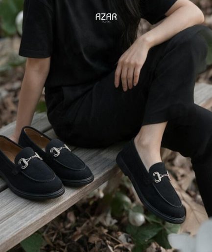 Mocassins en Daim Noir et Détail Argent AZ 516-6579